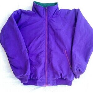 Vintage Lands End 90’s Bright Purple Squall Jacket Mens Size Large Fleece Lined